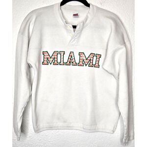 Vintage Y2K Miami Hurricanes Sweatshirt Medium Soffe Sweats Henley Pullover‎ USA